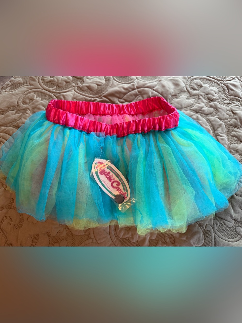 Women’s Turquoise & Hot Pink Mini Tulle Skirt that lights up NWT